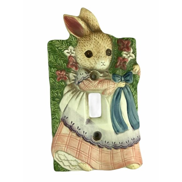 Single Wall Light Switch Cover Plate Bunny Rabbit - Picture 2 of 7